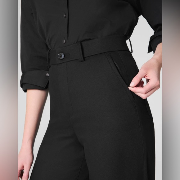 NWT * SPANX Black High-Rise Wide-Leg Trousers - Picture 2 of 12